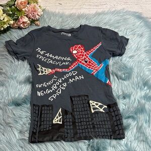 Marvel Spotted Zebra Grey Red Spider-Man Short Sleeve Pajama Top sz L